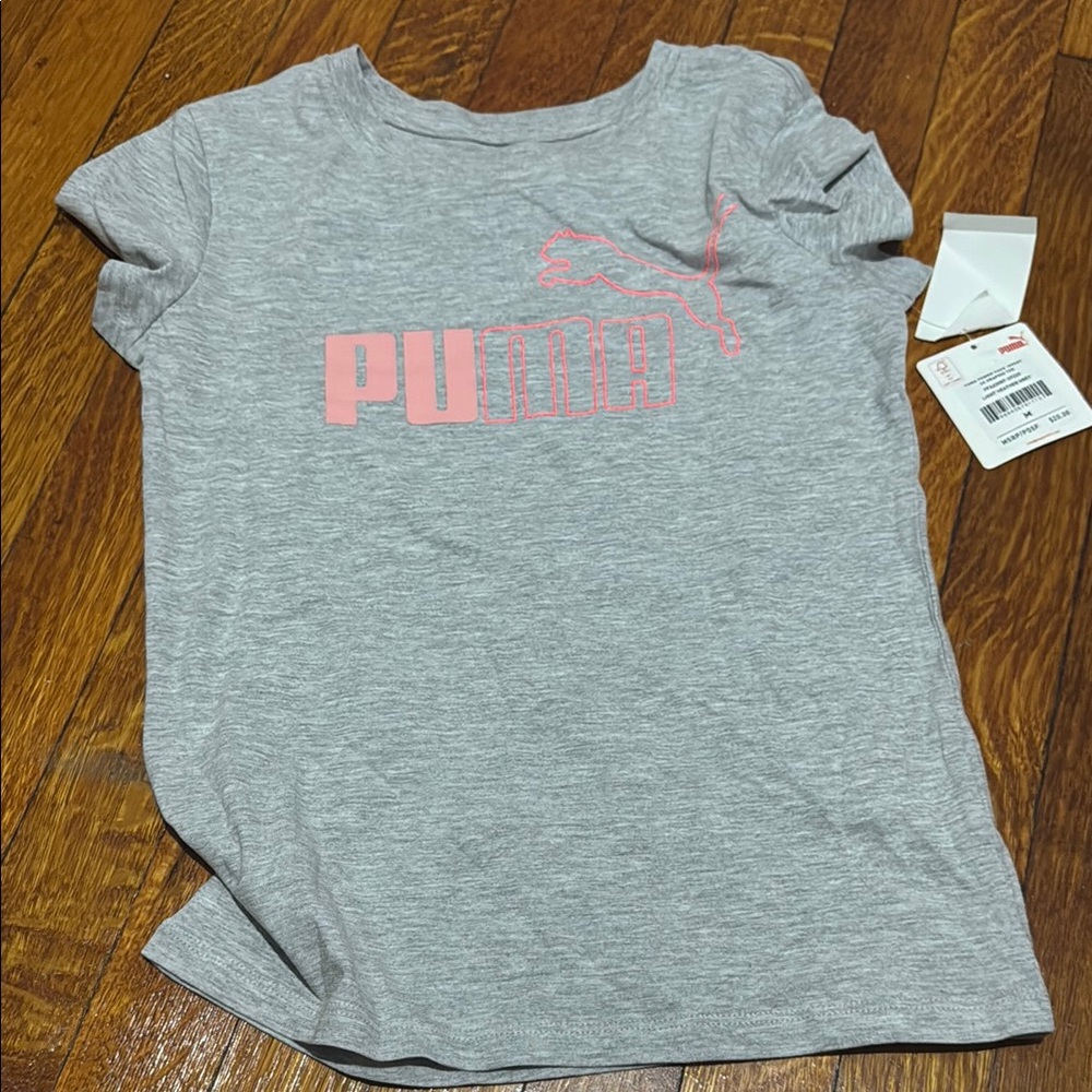 Puma Gray and Pink Short Sleeve Tee